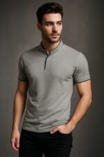 تیشرت مردانه مانگو مدل Mandarin Collar Polo