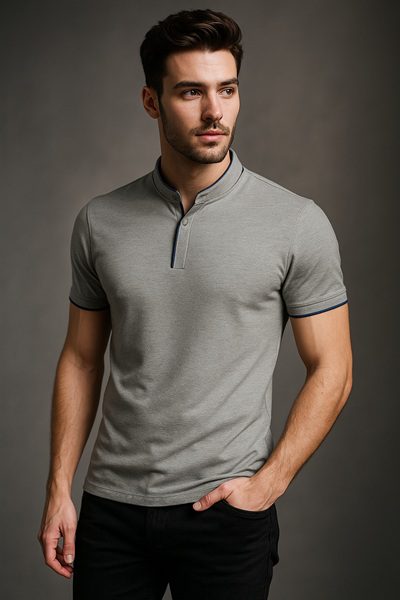 تیشرت مردانه مانگو مدل Mandarin Collar Polo