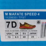 برچسب جعبه کفش هوکا M Mafate Speed 4، کد 1129930، سایز 7D و ساخت ویتنام