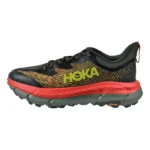 نمای جانبی کفش چپ هوکا Mafate Speed 4 با لوگوی سبز فسفری HOKA و زیره Vibram